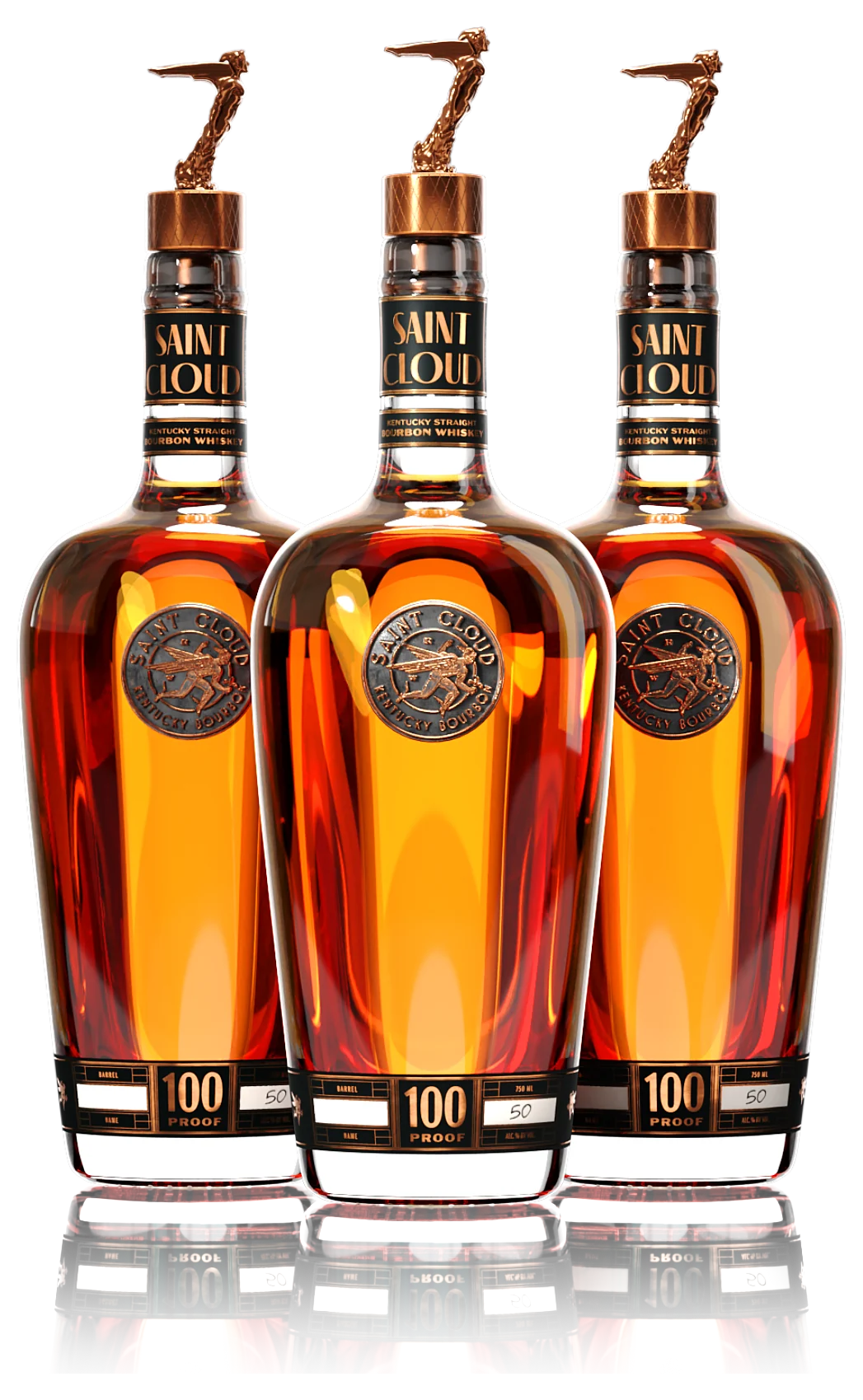 Three bottles of Saint Cloud Small Batch Kentucky straight bourbon
