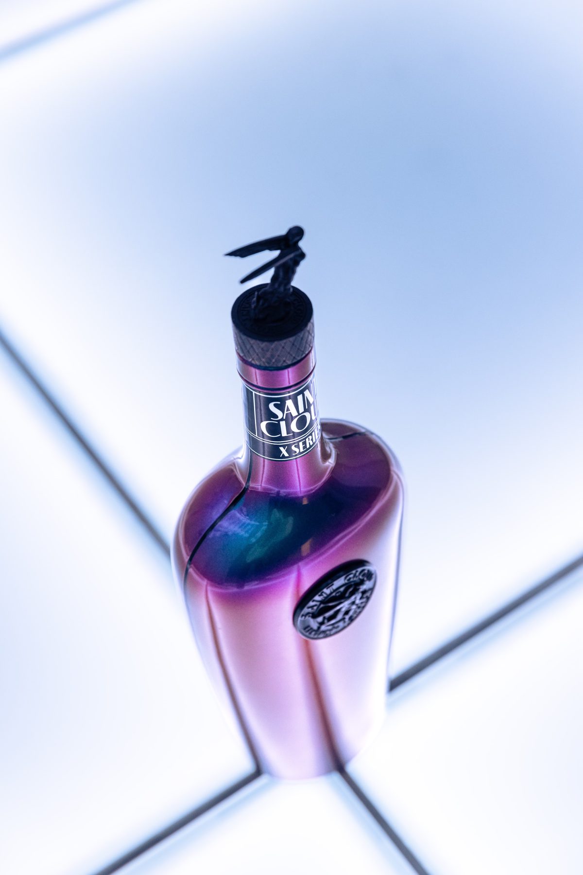 A Saint Cloud HyperShift bottle with an iridescent color-shifting finish